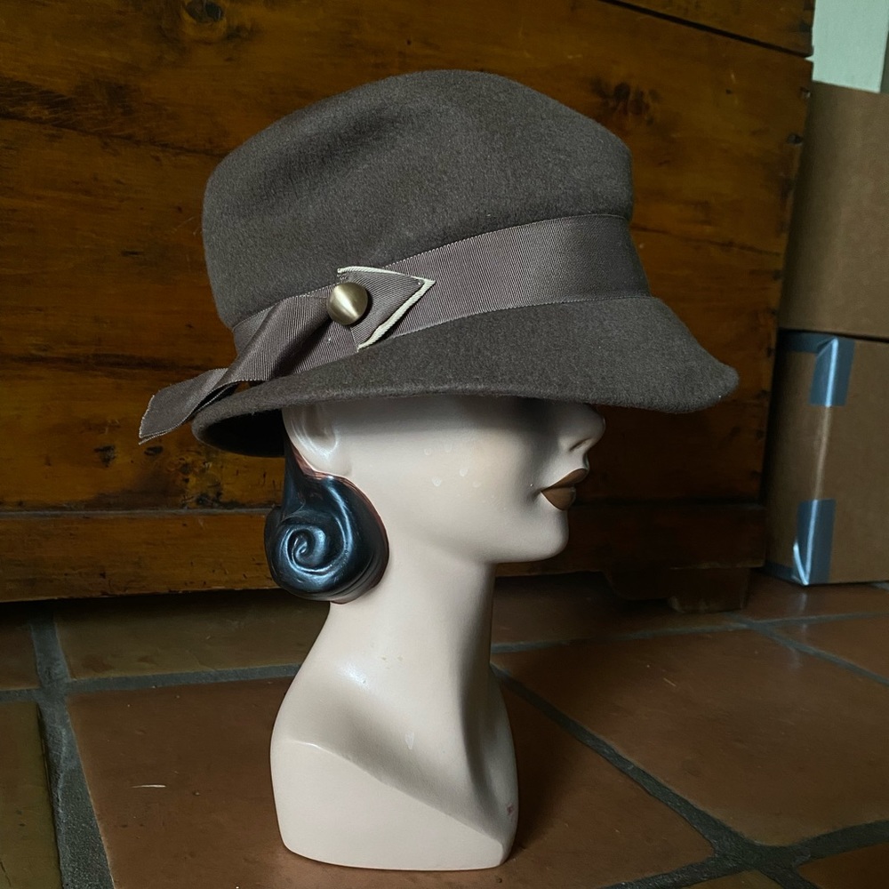 Brown Vintage 60s 70s 40s Style Hat